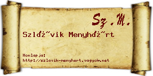 Szlávik Menyhért névjegykártya