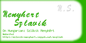 menyhert szlavik business card